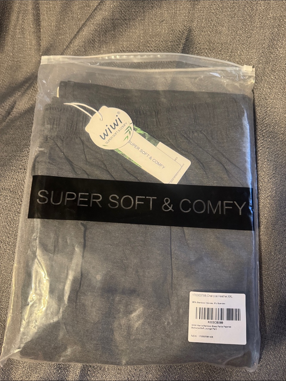 wiwi Charcoal Heather Men’s Super Soft & Comfy Undershirt